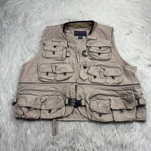 Rio Bravo Men's L Tan Zip Front Hunting Fishing Vest Outdoors